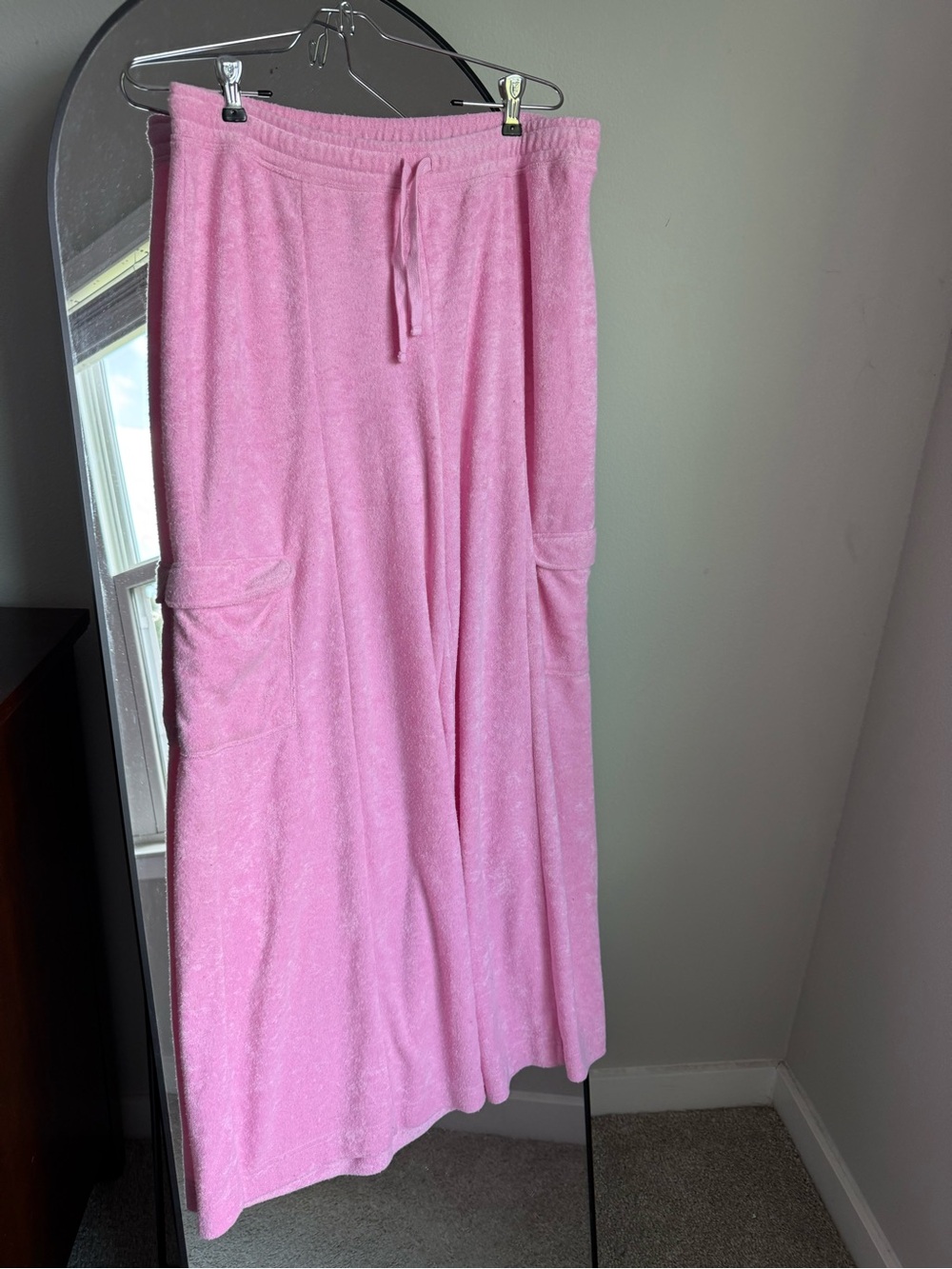 Urban Outfitters Pink Terry Cloth Cargo Pants large